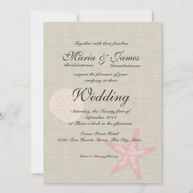 Hochzeit von Strand und Burlap Einladung (Vorderseite)
