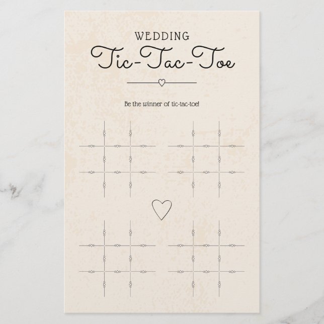 Hochzeit von Tic-Tac-Toe mit Herz-Tisch-Spiel (Vorderseite)
