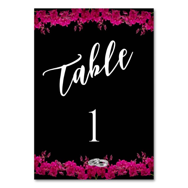 Hochzeit von Tischnummer-Fuchsia Orchideen auf Sch Tischnummer (Vorderseite)
