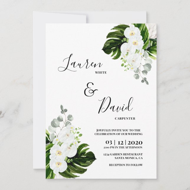 Hochzeit von tropischen Orchideen Einladung (Vorderseite)