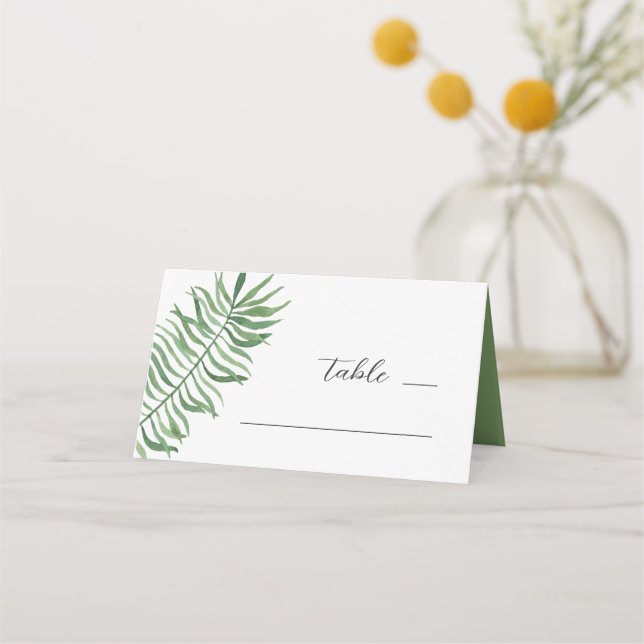 Hochzeit von tropischen Wasserfarben. botanisch Platzkarte (Vorderseite)