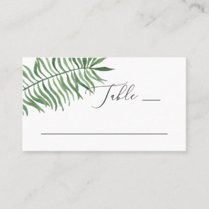 Hochzeit von tropischen Wasserfarben. Palm-Blätter Platzkarte