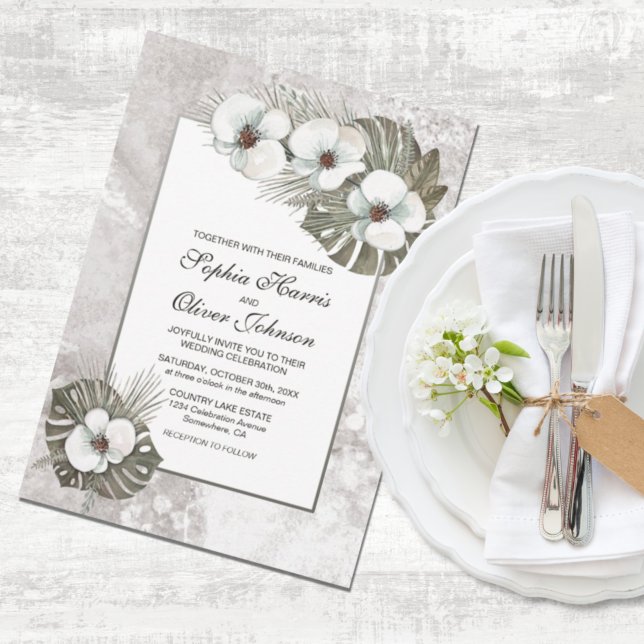 Hochzeit von tropischen weißen Orchideen Einladung (Von Creator hochgeladen)