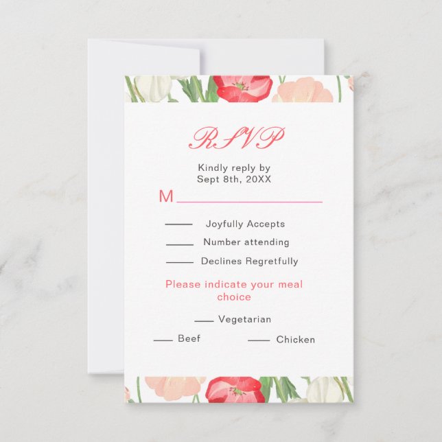 Hochzeit von Tulips und Daffodils RSVP Karte (Vorderseite)