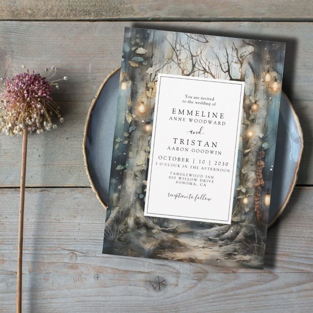 Hochzeit von verzauberten Waldlichten Einladung (Von Creator hochgeladen)
