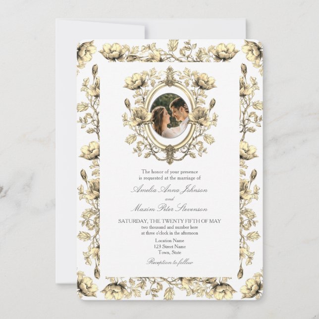 Hochzeit von Vintagem Foto Einladung (Vorderseite)