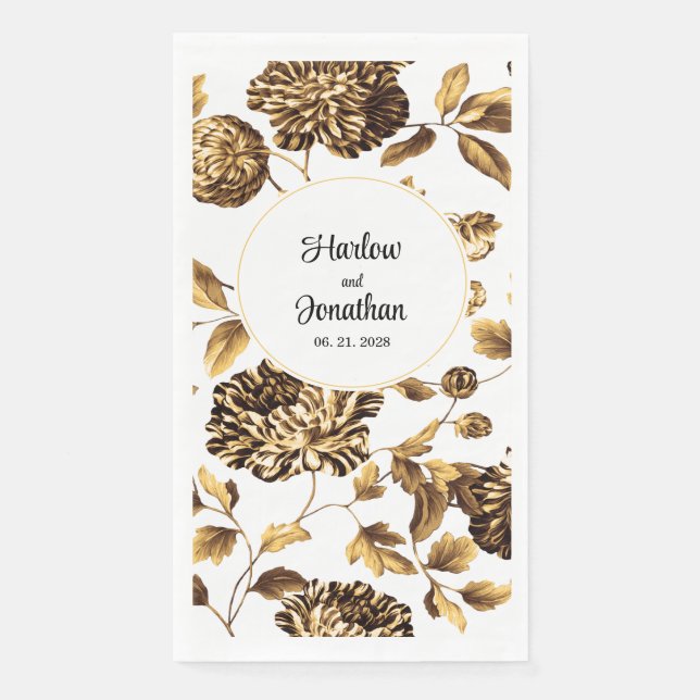 Hochzeit von Vintagem Roter und Weißer Weinstock Serviette (Vorderseite)