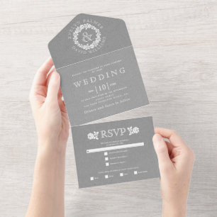 Hochzeit von Vintagem, weißem Kraftsackpapier All In One Einladung