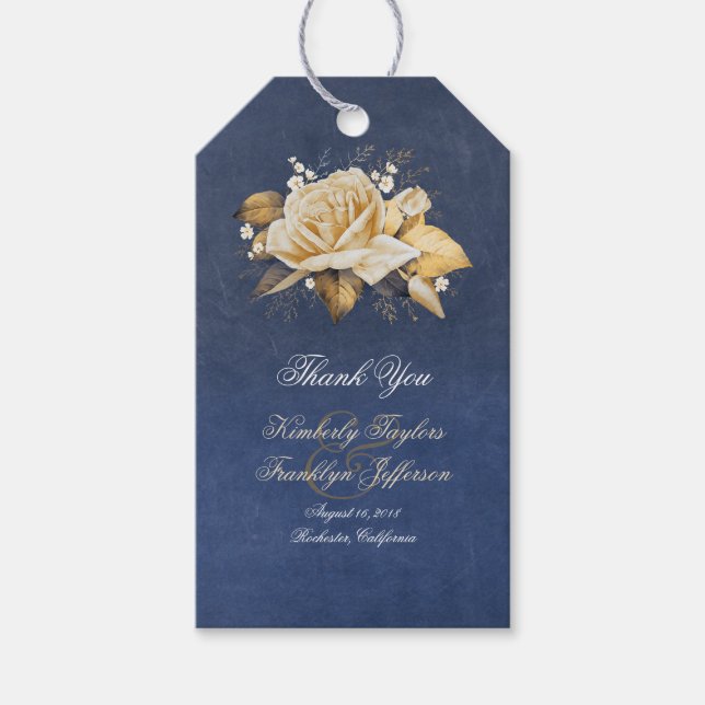 Hochzeit von Vintagen Blume Geschenkanhänger (Vorderseite)