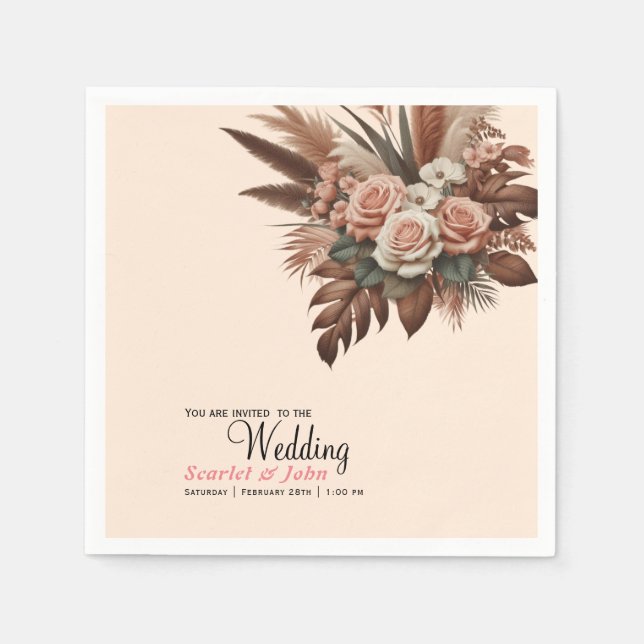 Hochzeit von Vintagen Blume Serviette (Vorderseite)