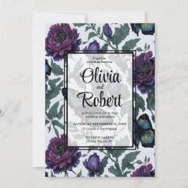 Hochzeit von Vintagen lila Magenta Einladung