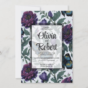 Hochzeit von Vintagen lila Magenta Einladung