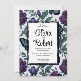 Hochzeit von Vintagen lila Magenta Einladung