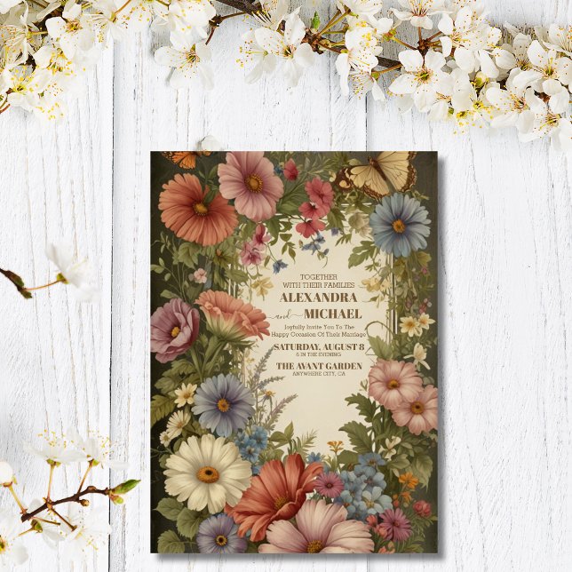 Hochzeit von Vintagen Viktorianischen Blumenzitate Einladung (Von Creator hochgeladen)