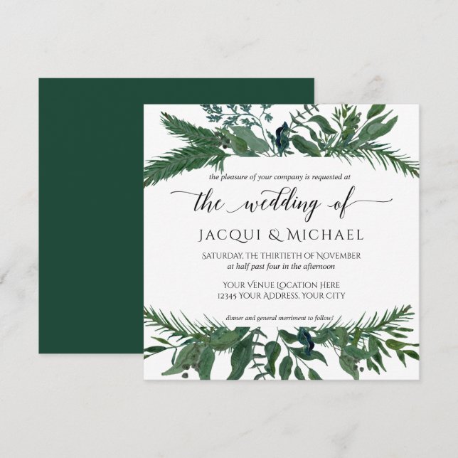 Hochzeit von Waldblättern | Quadrat Einladung (Vorne/Hinten)