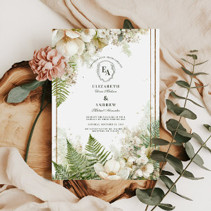 Hochzeit von Waldland Fern und Weißen Flora Einladung