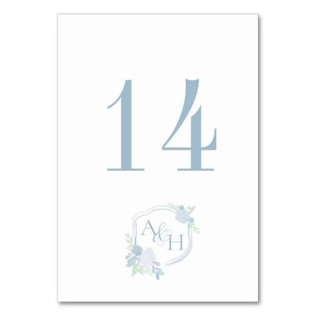 Hochzeit von Wappen floralen Monogrammen Tischnummer (Vorderseite)