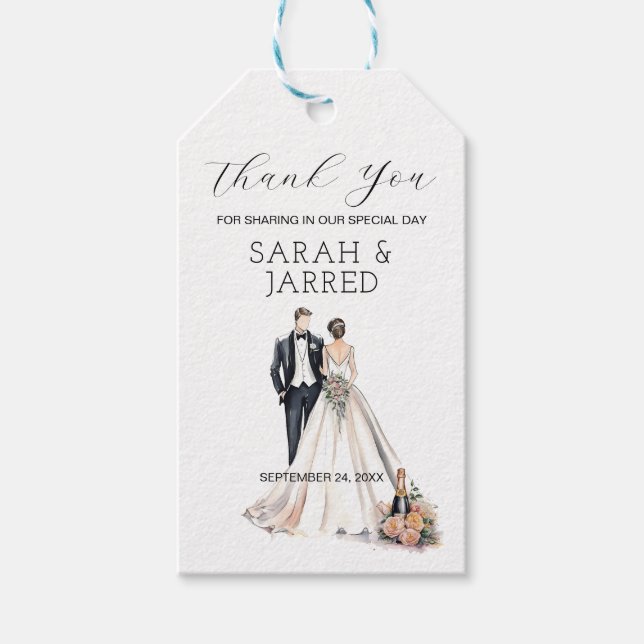 Hochzeit von Wasserfarbe Geschenkanhänger (Vorderseite)