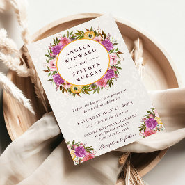Hochzeit von Wasserfarbe Rosa und Gelbkraut Einladung