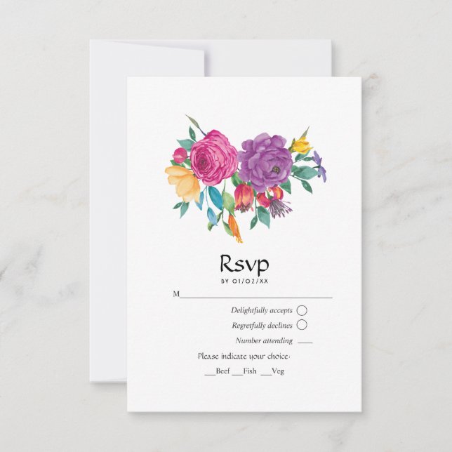 Hochzeit von Wasserfarbe RSVP Karte (Vorderseite)