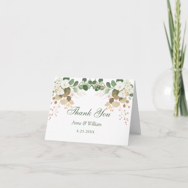Hochzeit von Wasserfarben Dankeskarte (Vorderseite)