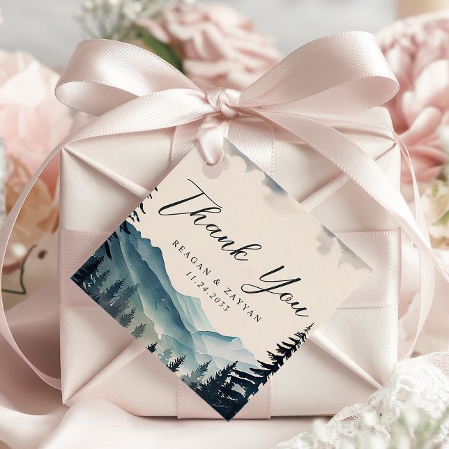 Hochzeit von Wasserfarben Pine Tree Mountain Viele Geschenkanhänger (Von Creator hochgeladen)