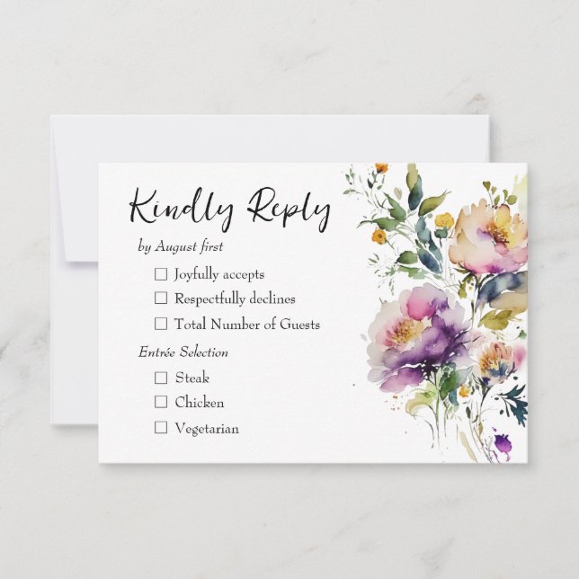 Hochzeit von Wasserfarben RSVP Karte (Vorderseite)