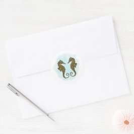 Hochzeit von Wasserfarben-Seepferd Runder Aufkleber
