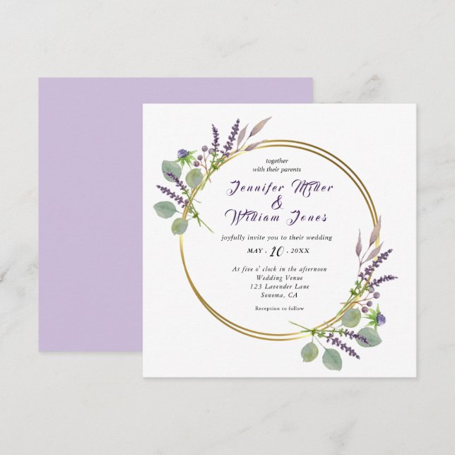Hochzeit von Wasserfarben und Eukalyptus Einladung (Vorne/Hinten)