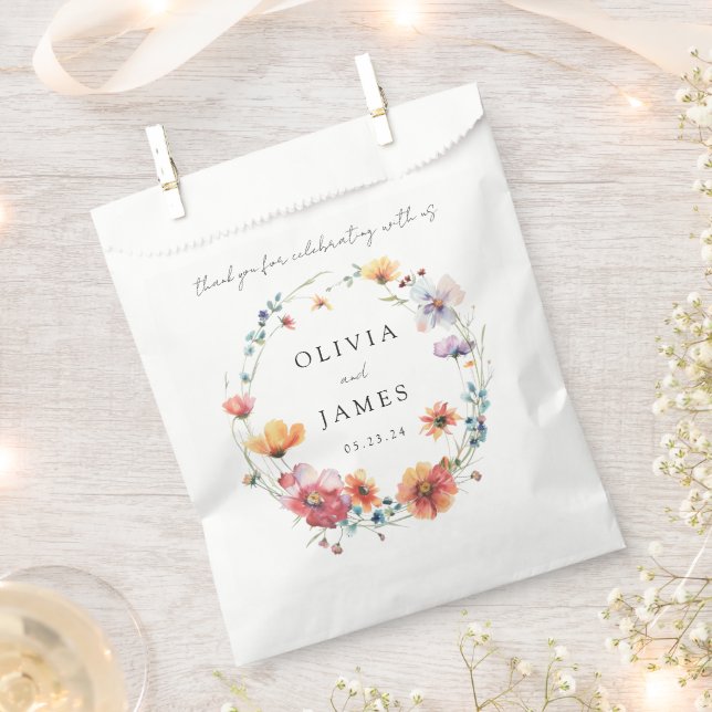 Hochzeit von Wasserfarben-Wildblume Geschenktütchen (Ausgeschnitten)
