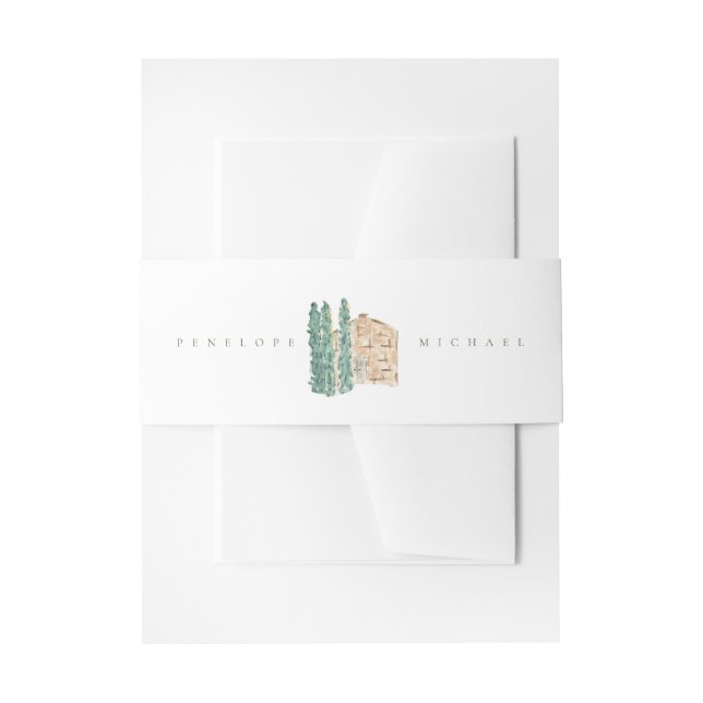 Hochzeit von Wasserfarben-Zypressen Einladungsbanderole (Vorderseite Beispiel)