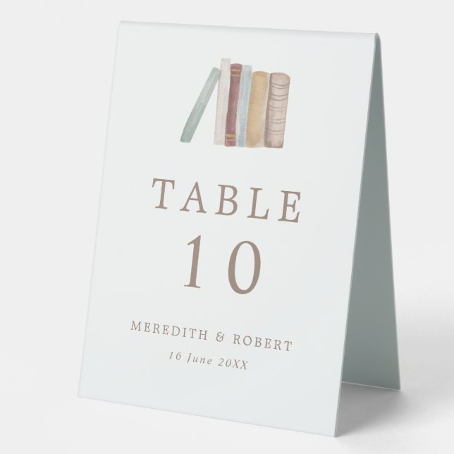 Hochzeit von Wasserfarbenbüchern Tischaufsteller (Vorderseite)