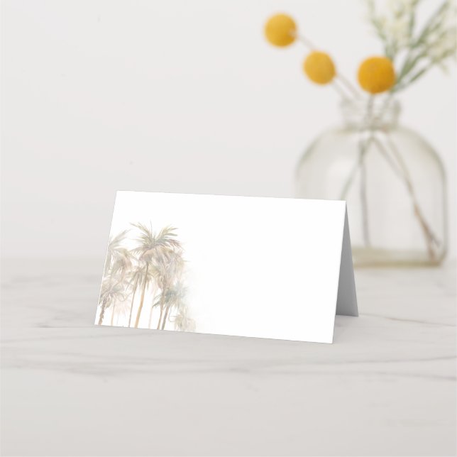 Hochzeit von Wasserfarbenpalmen Platzkarte (Vorderseite)