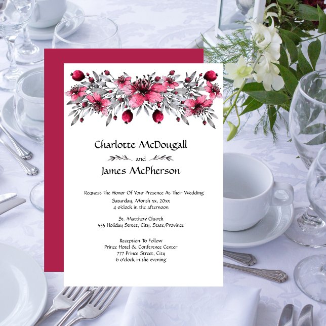 Hochzeit von Wasserfarbenroten Blüten Einladung (Von Creator hochgeladen)