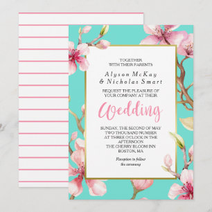 Hochzeit von Watercolor Cherry Blossom Einladung