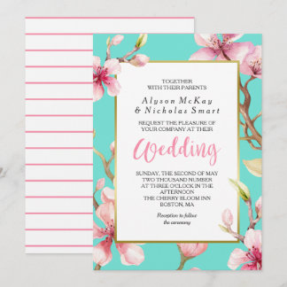 Hochzeit von Watercolor Cherry Blossom Einladung
