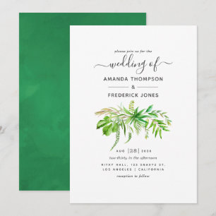 Hochzeit von Watercolor Forest Greenerity Einladung