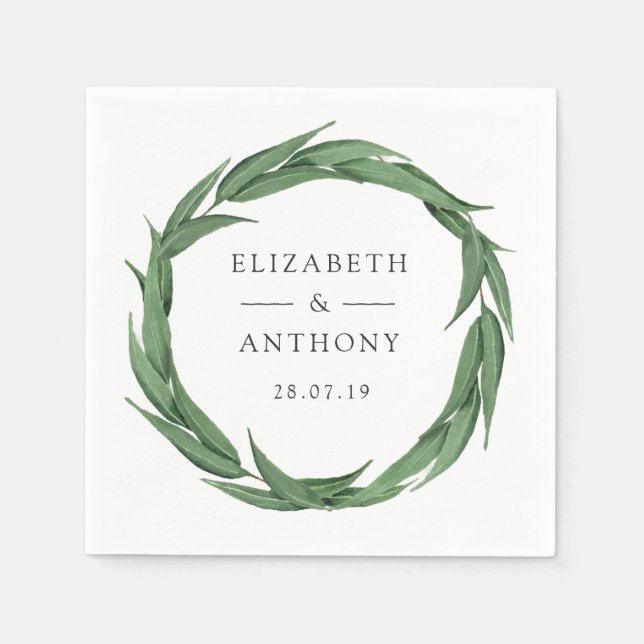 Hochzeit von Watercolor Forest Greenerity Serviette (Vorderseite)