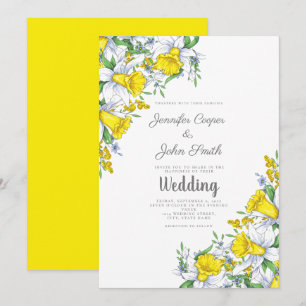 Hochzeit von Watercolor, gelb, grau Einladung