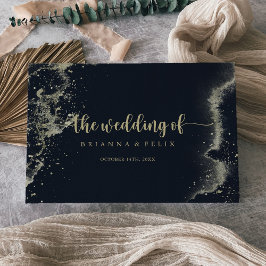 Hochzeit von Watercolor Gold Splash Calligraphy Gästebuch