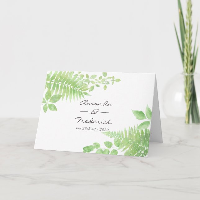 Hochzeit von Watercolor Greenerity Foliage Programm (Vorderseite)