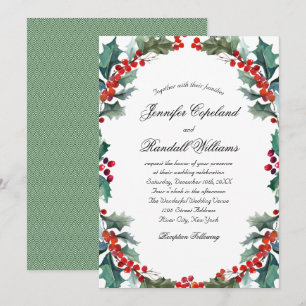 Hochzeit von Watercolor Holly und Berries Einladung