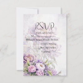 Hochzeit von Watercolor Lavender Peony RSVP Karte