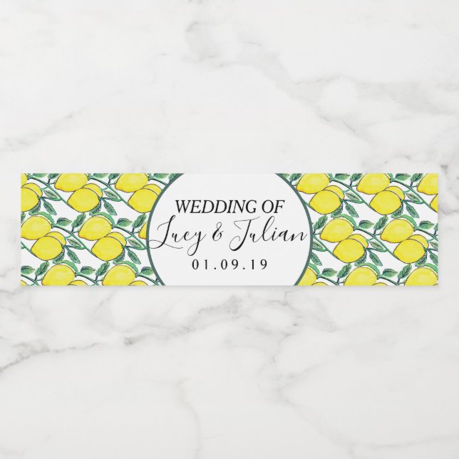 Hochzeit von Watercolor Lemon Greenerity (Einzelnes Label)