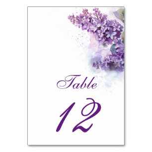 Hochzeit von Watercolor Lilacs Frühjahr Tischnummer