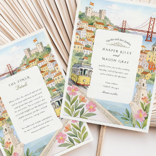 Hochzeit von Watercolor Lissabon Einladung