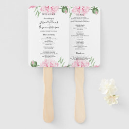 Hochzeit von Watercolor Pink Peony Floral Fächer