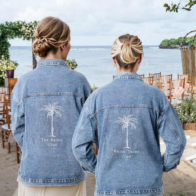Hochzeit von Weiße Palme Tree Personalisiert Bride Jeansjacke (Von Creator hochgeladen)