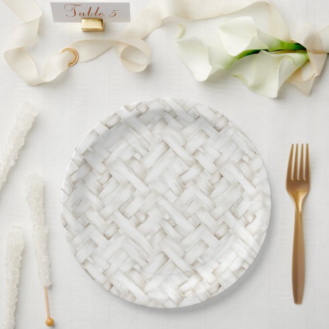 Hochzeit von weißem Korbflecht Pappteller (Hochzeit)