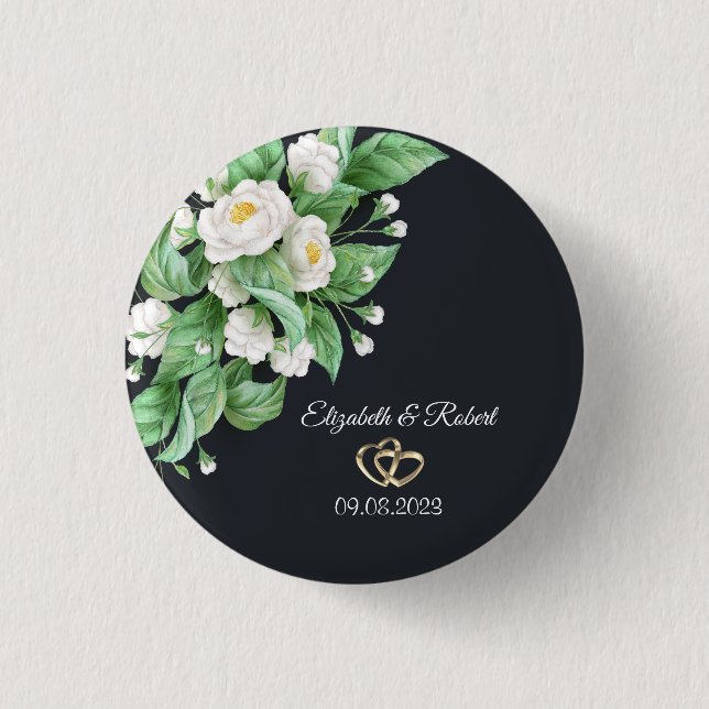 Hochzeit von weißen Blume Button (Vorderseite)